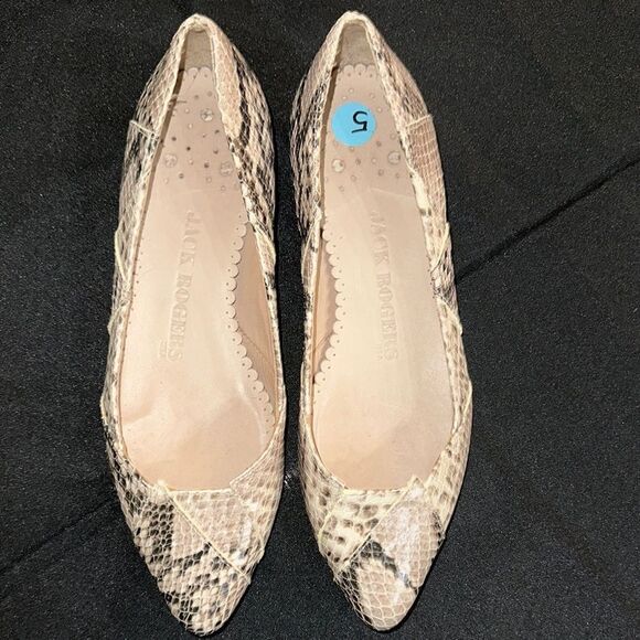 Jack Rogers Snakeskin Patterned Flats Size 5 - Picture 3 of 12